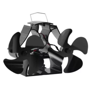 Heat Powered Stove Fan 4 Blade Twin Black